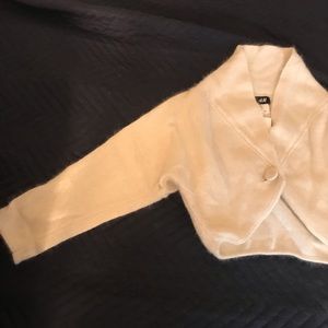 H&M faux wool cream with gold thread shrug